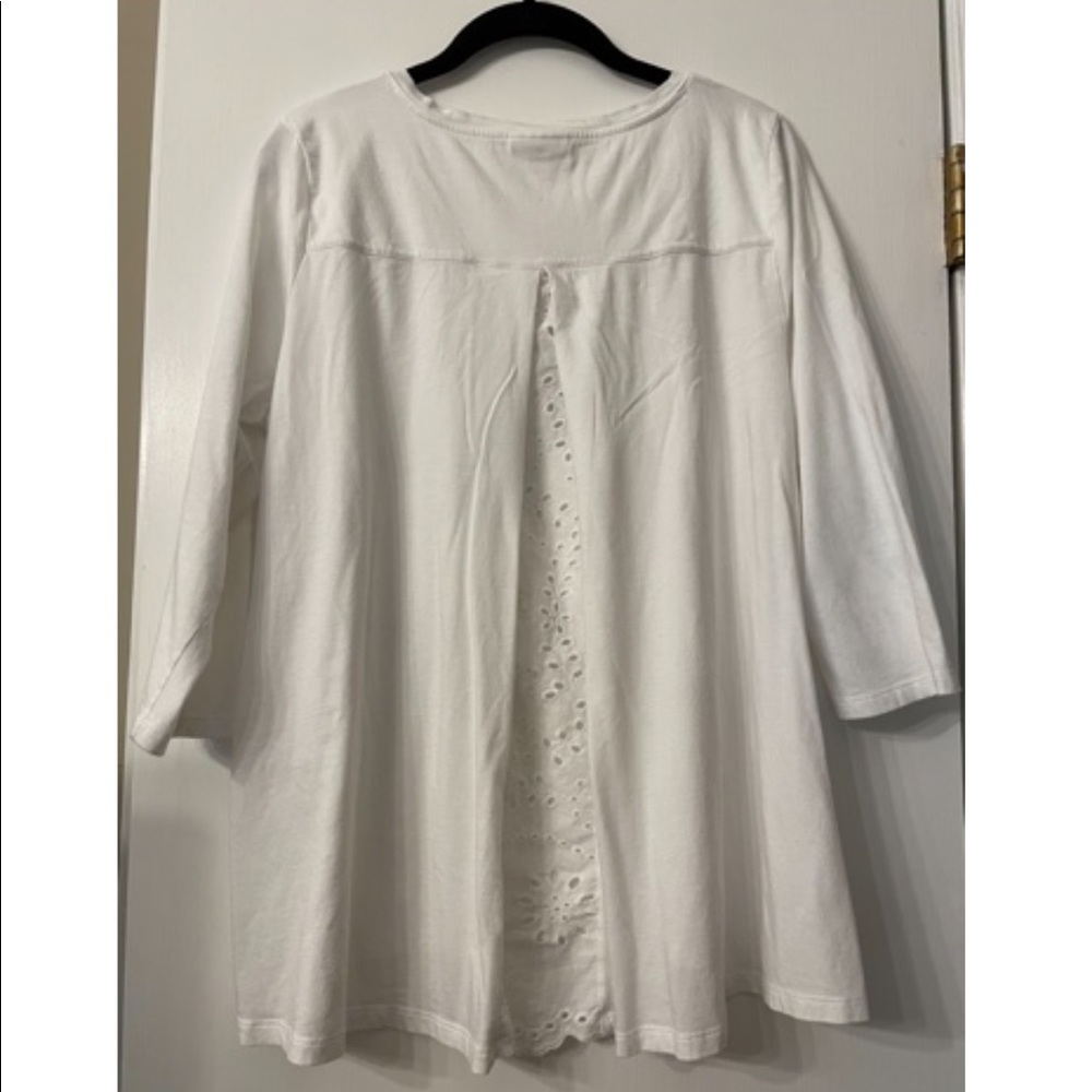 J-Jill V Neck Eyelet Top